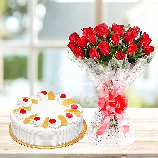 2 LB CAKE and BUNCH OF FLOWERS